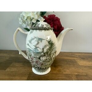 Johnson Brothers Friendly Village Covered Coffee Pot England Farmhouse Christmas